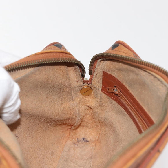 MCM Logogram Vicetos Clutch Bag PVC Leather Brown Gold Auth am9101