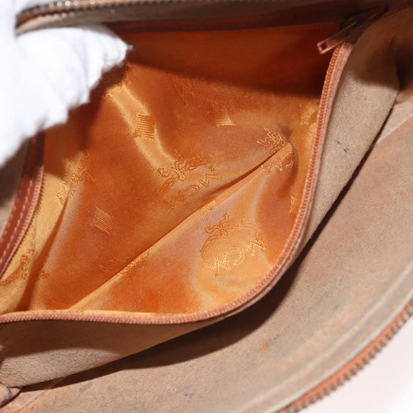 MCM Logogram Vicetos Clutch Bag PVC Leather Brown Gold Auth am9101