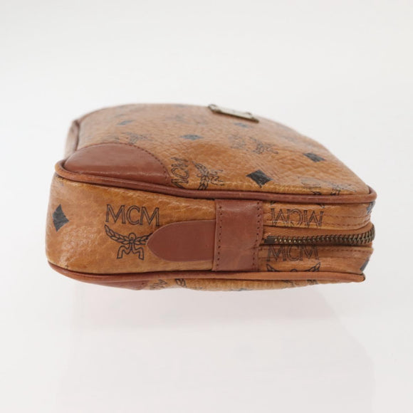 MCM Logogram Vicetos Clutch Bag PVC Leather Brown Gold Auth am9101