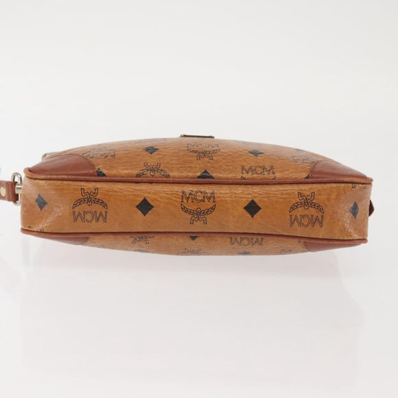 MCM Logogram Vicetos Clutch Bag PVC Leather Brown Gold Auth am9101