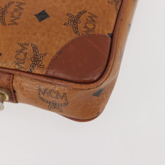 MCM Logogram Vicetos Clutch Bag PVC Leather Brown Gold Auth am9101