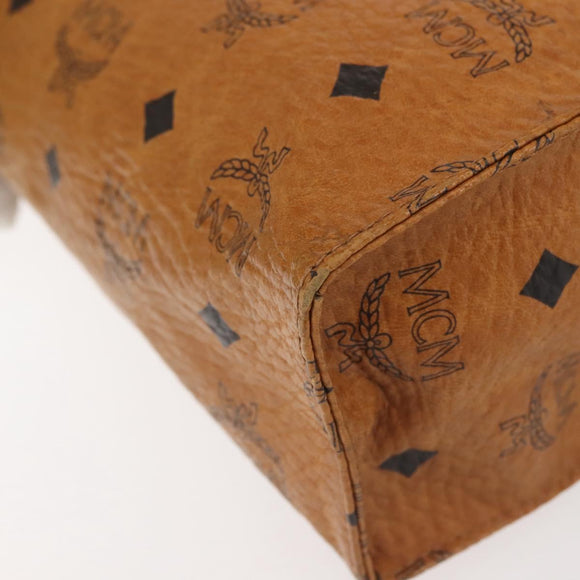 MCM Logogram Vicetos Clutch Bag PVC Leather Brown Gold Auth am9102