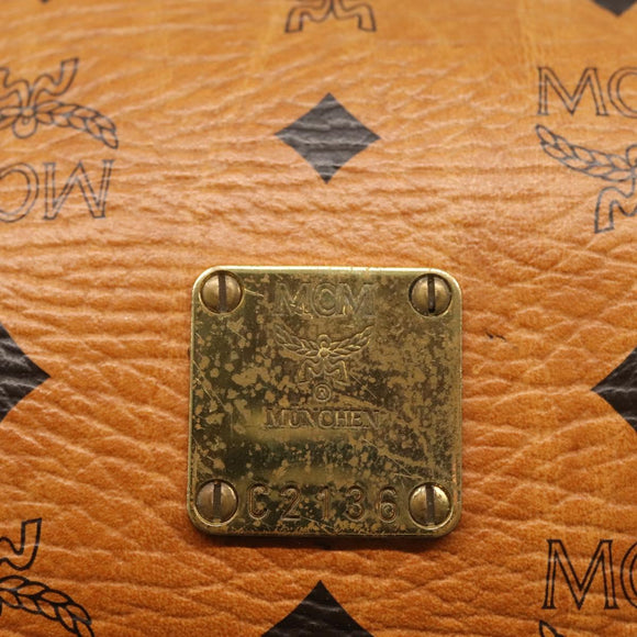 MCM Logogram Vicetos Clutch Bag PVC Leather Brown Gold Auth am9102