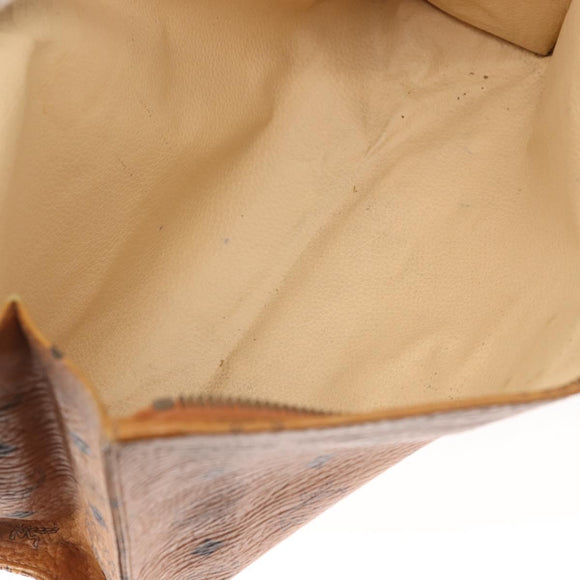 MCM Logogram Vicetos Clutch Bag PVC Leather Brown Gold Auth am9102