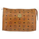 MCM Logogram Vicetos Clutch Bag PVC Leather Brown Gold Auth am9102-2
