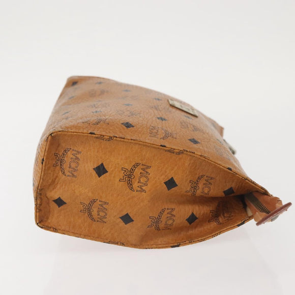 MCM Logogram Vicetos Clutch Bag PVC Leather Brown Gold Auth am9102