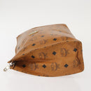 MCM Logogram Vicetos Clutch Bag PVC Leather Brown Gold Auth am9102-5