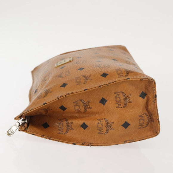 MCM Logogram Vicetos Clutch Bag PVC Leather Brown Gold Auth am9102