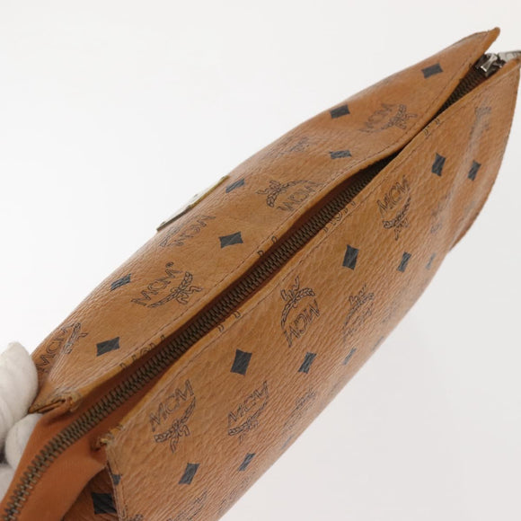 MCM Logogram Vicetos Clutch Bag PVC Leather Brown Gold Auth am9102