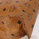 MCM Logogram Vicetos Clutch Bag PVC Leather Brown Gold Auth am9102-8