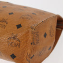 MCM Logogram Vicetos Clutch Bag PVC Leather Brown Gold Auth am9102-9