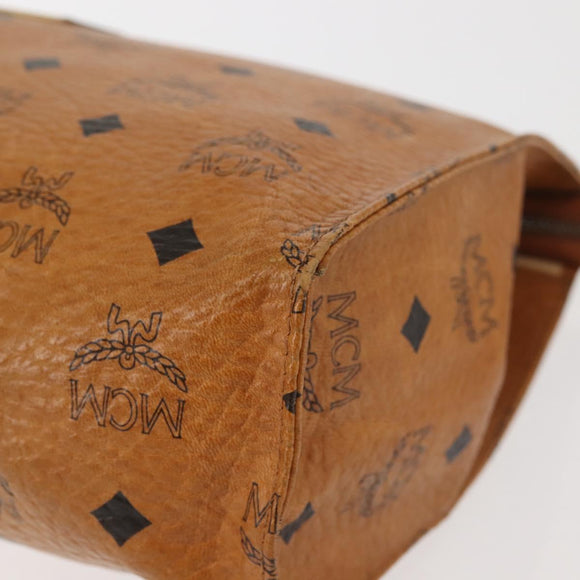 MCM Logogram Vicetos Clutch Bag PVC Leather Brown Gold Auth am9102