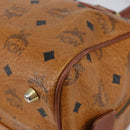 MCM Logogram Vicetos Hand Bag PVC Leather Brown Gold Auth am9103-8