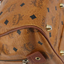 MCM Logogram Vicetos Hand Bag PVC Leather Brown Gold Auth am9103-15