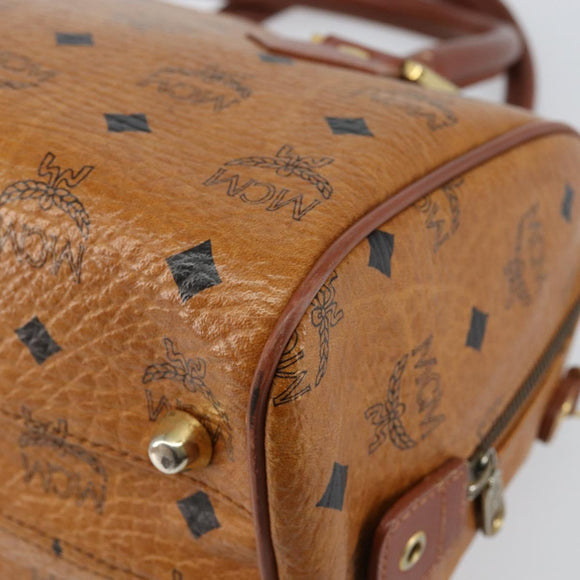 MCM Logogram Vicetos Hand Bag PVC Leather Brown Gold Auth am9103