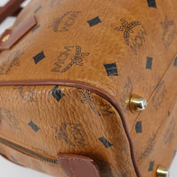 MCM Logogram Vicetos Hand Bag PVC Leather Brown Gold Auth am9103