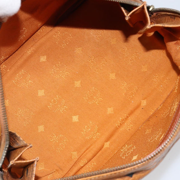 MCM Logogram Vicetos Hand Bag PVC Leather Brown Gold Auth am9103