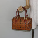 MCM Logogram Vicetos Hand Bag PVC Leather Brown Gold Auth am9103-23