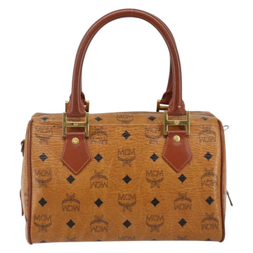 MCM Logogram Vicetos Hand Bag PVC Leather Brown Gold Auth am9103 - 0