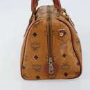 MCM Logogram Vicetos Hand Bag PVC Leather Brown Gold Auth am9103-3