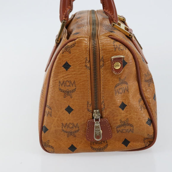 MCM Logogram Vicetos Hand Bag PVC Leather Brown Gold Auth am9103