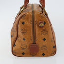 MCM Logogram Vicetos Hand Bag PVC Leather Brown Gold Auth am9103-4
