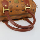 MCM Logogram Vicetos Hand Bag PVC Leather Brown Gold Auth am9103-7