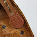 MCM Logogram Vicetos Clutch Tas PVC Leer Bruin Goud Auth am9104-8