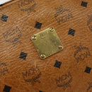 MCM Logogram Vicetos Clutch Tas PVC Leer Bruin Goud Auth am9104-12