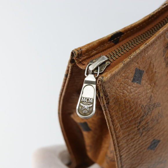MCM Logogram Vicetos Clutch Tas PVC Leer Bruin Goud Auth am9104