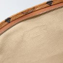 MCM Logogram Vicetos Clutch Bag PVC Leather Brown Gold Auth am9104-15