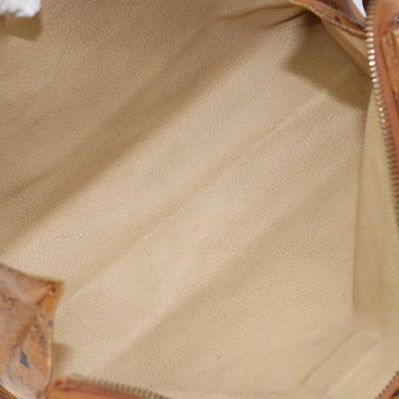 MCM Logogram Vicetos Clutch Bag PVC Leather Brown Gold Auth am9104