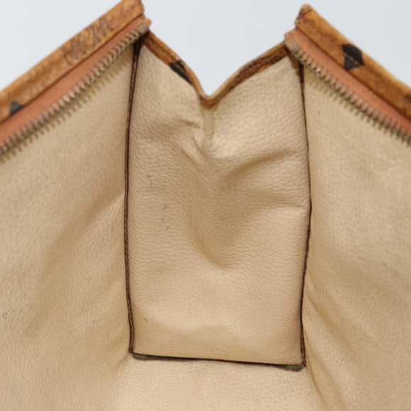 MCM Logogram Vicetos Clutch Bag PVC Leather Brown Gold Auth am9104