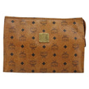 MCM Logogram Vicetos Clutch Tas PVC Leer Bruin Goud Auth am9104-13