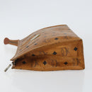 MCM Logogram Vicetos Clutch Bag PVC Leather Brown Gold Auth am9104-5