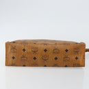 MCM Logogram Vicetos Clutch Bag PVC Leather Brown Gold Auth am9104-7
