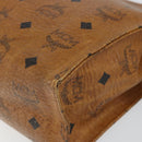 MCM Logogram Vicetos Clutch Tas PVC Leer Bruin Goud Auth am9104-7