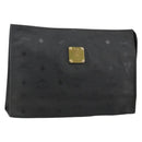 MCM Logogram Vicetos Clutch Bag PVC Black Auth am9105-1