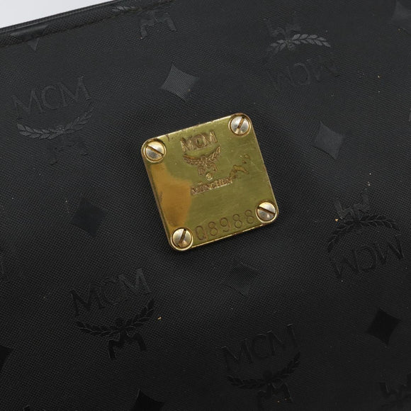 MCM Logogram Vicetos Clutch Bag PVC Black Auth am9105