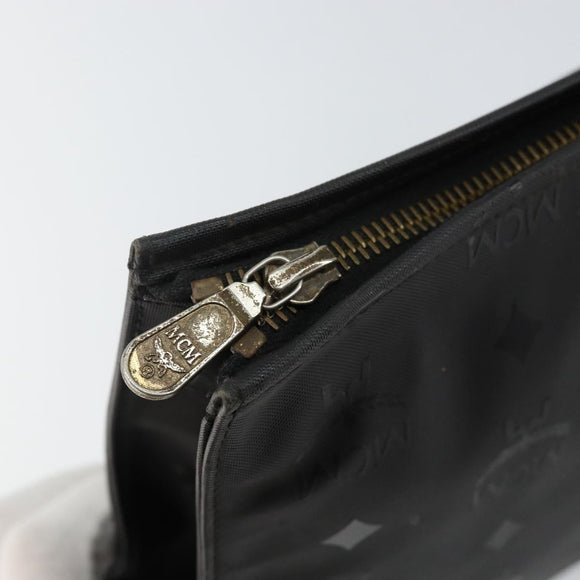 MCM Logogram Vicetos Clutch Bag PVC Black Auth am9105