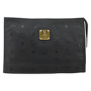 MCM Logogram Vicetos Clutch Bag PVC Black Auth am9105-2