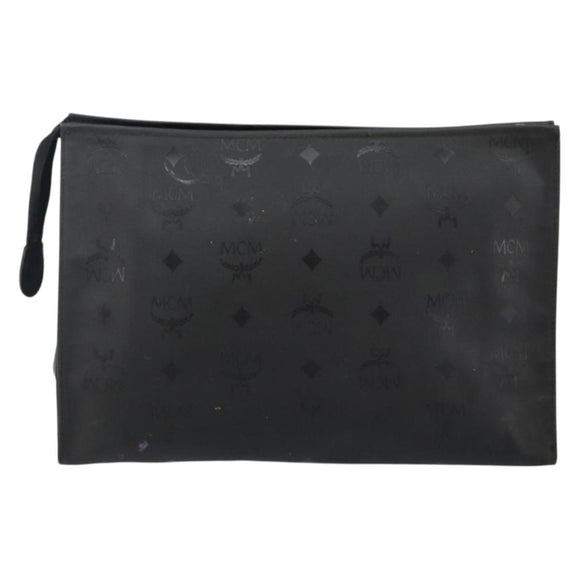 MCM Logogram Vicetos Clutch Bag PVC Black Auth am9105