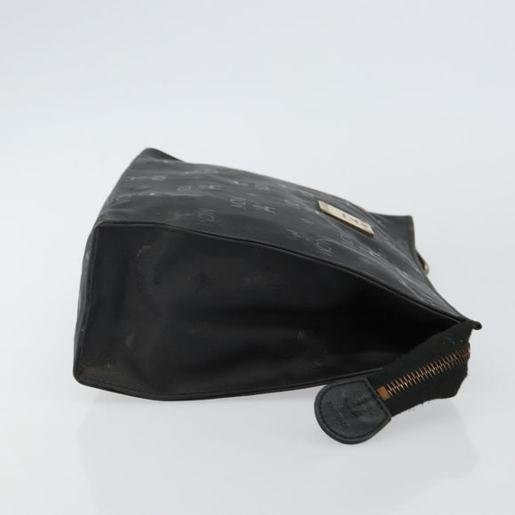 MCM Logogram Vicetos Clutch Bag PVC Black Auth am9105