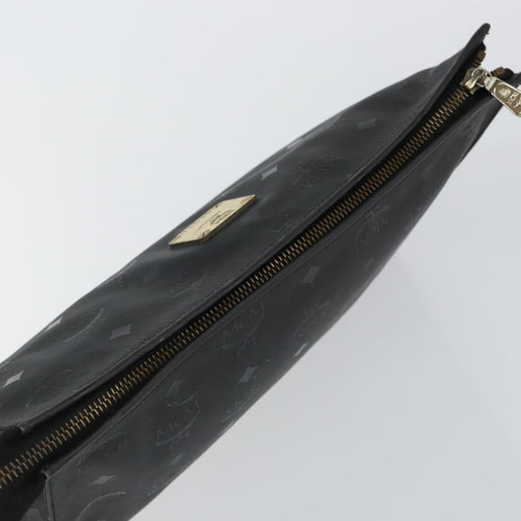 MCM Logogram Vicetos Clutch Bag PVC Black Auth am9105