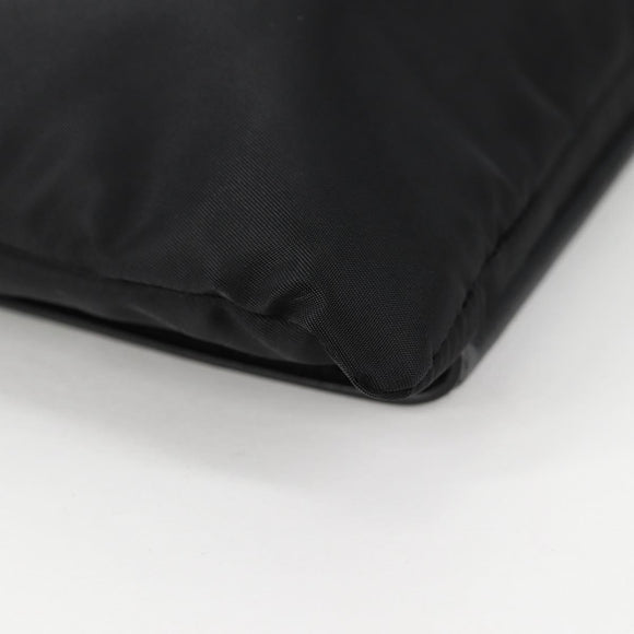 PRADA Clutch Bag Saffiano Nylon Zwart Zilver Auth am9108V