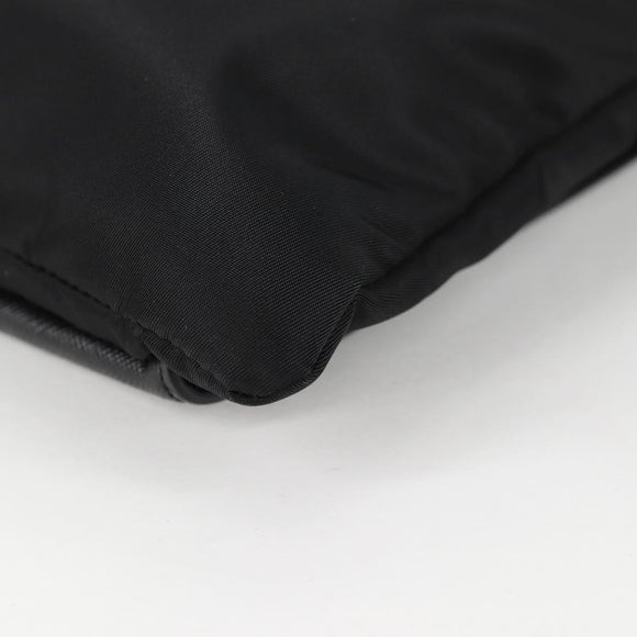 PRADA Clutch Bag Saffiano Nylon Black Silver Auth am9108V