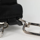 PRADA Clutch Bag Saffiano Nylon Zwart Zilver Auth am9108V-9