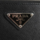PRADA Clutch Bag Saffiano Nylon Zwart Zilver Auth am9108V-17