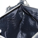 PRADA Clutch Bag Saffiano Nylon Zwart Zilver Auth am9108V-21