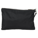 PRADA Clutch Bag Saffiano Nylon Zwart Zilver Auth am9108V-2